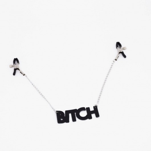 Зажимы на соски с кожаной подвеской Bitch - Crazy Handmade - купить с доставкой в Люберцах