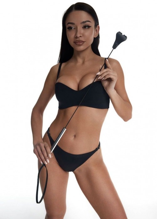 Стек с черным кожаным наконечником в виде сердца и металлической ручкой - 67 см. - Crazy Handmade - купить с доставкой в Люберцах