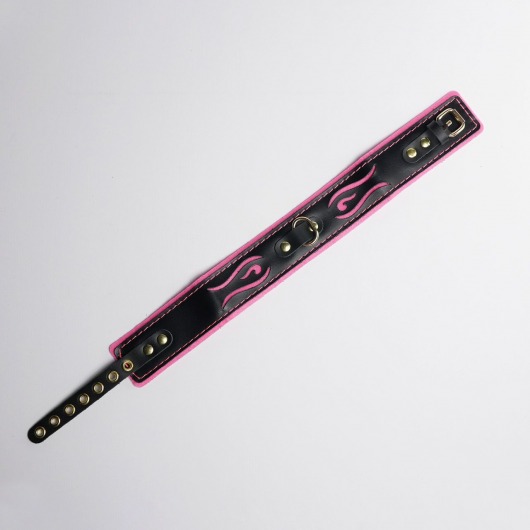 Черно-розовый ошейник с золотистой фурнитурой - Crazy Handmade - купить с доставкой в Люберцах