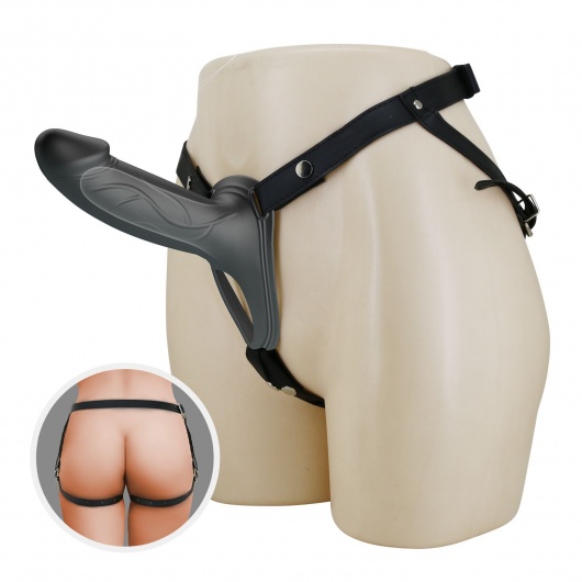 Черный полый мужской страпон London - 16,8 см. - Baile - купить с доставкой в Люберцах