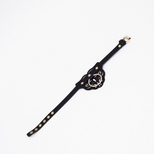 Черный чокер с клепками и золотистой фурнитурой - Crazy Handmade - купить с доставкой в Люберцах