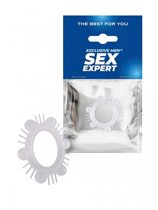 Эластичное эрекционное кольцо с шипиками и шариками - Sex Expert - в Люберцах купить с доставкой
