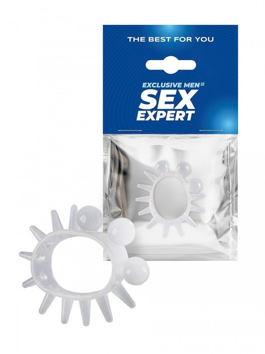 Эластичное эрекционное кольцо с шариками и лучами - Sex Expert - в Люберцах купить с доставкой