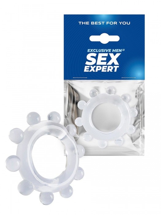Прозрачное эрекционное кольцо со стимулирующими шариками - Sex Expert - в Люберцах купить с доставкой