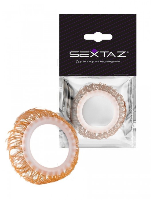 Эрекционное кольцо с бежевыми «ресничками» - Sextaz - в Люберцах купить с доставкой