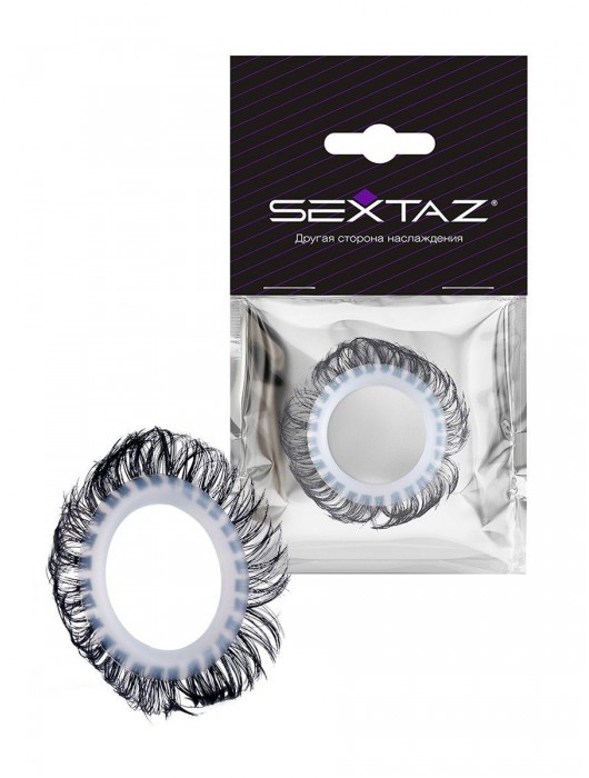 Эластичное эрекционное колечко с черными «ресничками» - Sextaz - в Люберцах купить с доставкой