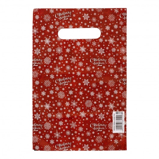 Красный подарочный новогодний пакет с вырубной ручкой (20х30 см) - Сима-Ленд - купить с доставкой в Люберцах