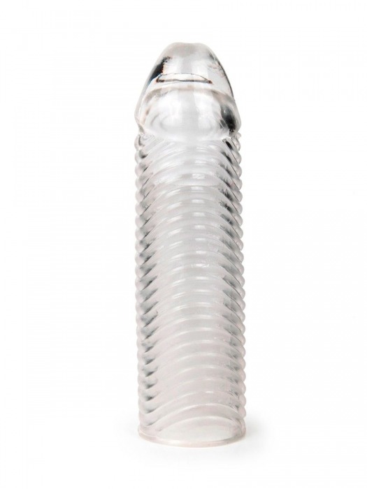 Прозрачная закрытая насадка на пенис с ребрышками - 16 см. - Sex Expert - в Люберцах купить с доставкой