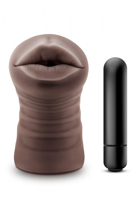 Коричневый мастурбатор-ротик Krystal Vibrating Masturbator - Blush Novelties - в Люберцах купить с доставкой