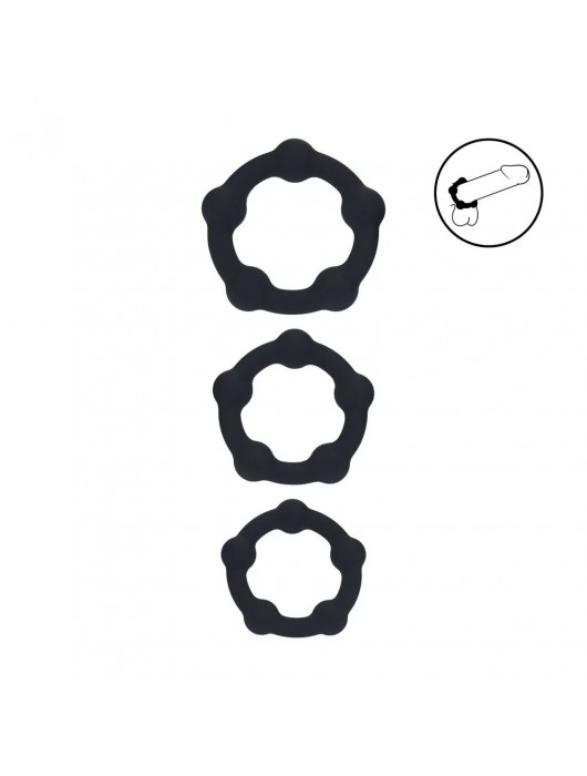 Набор из 3 эрекционных колец Beaded Silicone Cockring Set - Shots Media BV - в Люберцах купить с доставкой