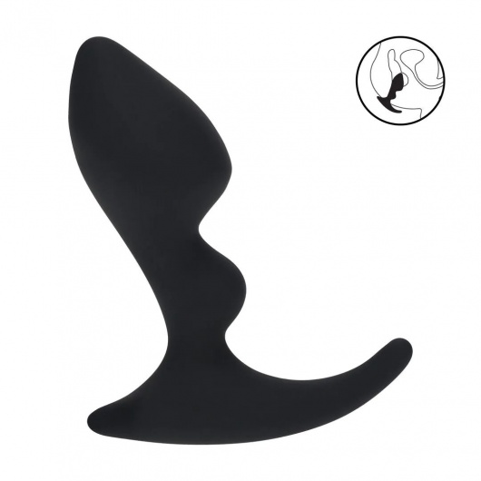 Черная анальная пробка для массажа простаты Double Ripple Silicone Prostate Massager - Shots Media BV - в Люберцах купить с доставкой