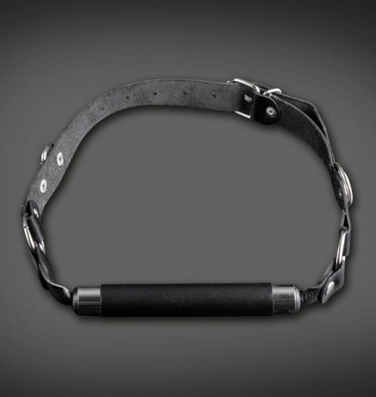 Чёрный кляп-трензель на кожаных ремешках с застёжкой - Sitabella - купить с доставкой в Люберцах