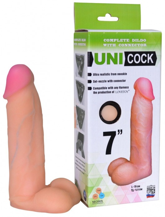 Фаллическая насадка Харнесс UNICOCK 7  - 19 см. - LOVETOY (А-Полимер) - купить с доставкой в Люберцах