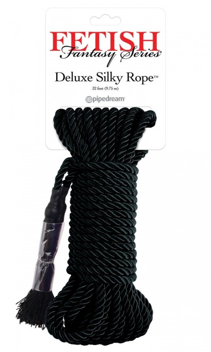 Черная веревка для фиксации Deluxe Silky Rope - 9,75 м. - Pipedream - купить с доставкой в Люберцах