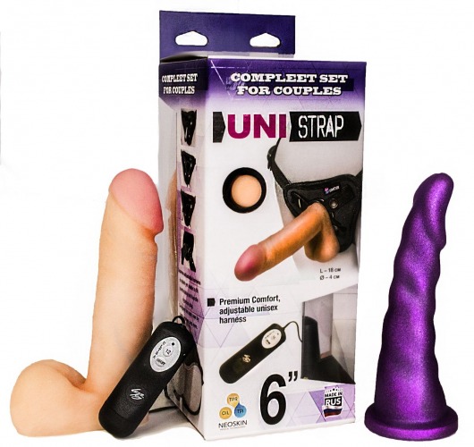 Вибрострапон с двумя насадками UniStrap - 18 и 18 см. - LOVETOY (А-Полимер) - купить с доставкой в Люберцах
