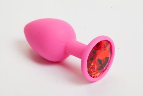 Розовая анальная пробка с красным кристаллом - 9,5 см. - 4sexdreaM - купить с доставкой в Люберцах