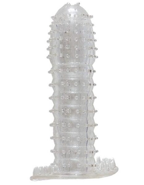 Гелевая прозрачная насадка c шипами - 12 см. - Toyfa Basic - в Люберцах купить с доставкой