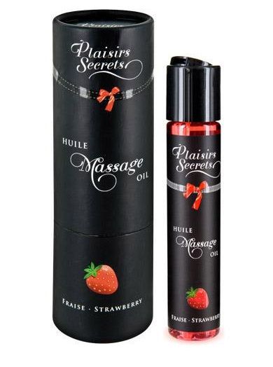 Массажное масло с ароматом клубники Huile de Massage Gourmande Fraise des Bois - 59 мл. - Plaisir Secret - купить с доставкой в Люберцах