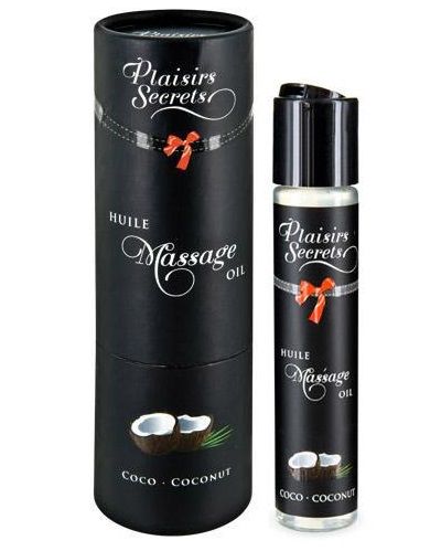 Массажное масло с ароматом кокоса Huile de Massage Gourmande Coco - 59 мл. - Plaisir Secret - купить с доставкой в Люберцах