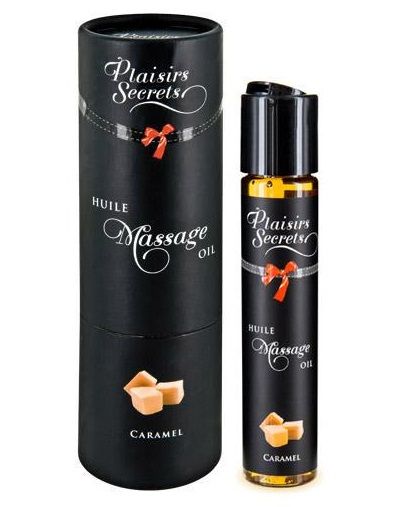 Массажное масло с ароматом карамели Huile de Massage Gourmande Caramel - 59 мл. - Plaisir Secret - купить с доставкой в Люберцах