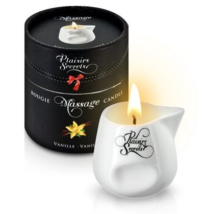 Массажная свеча с ароматом ванили Bougie Massage Gourmande Vanille - 80 мл. - Plaisir Secret - купить с доставкой в Люберцах