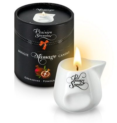 Массажная свеча с ароматом граната Bougie de Massage Gourmande Grenadine - 80 мл. - Plaisir Secret - купить с доставкой в Люберцах