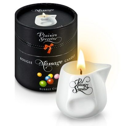 Массажная свеча с ароматом бубль-гума Bougie de Massage Gourmande Bubble Gum - 80 мл. - Plaisir Secret - купить с доставкой в Люберцах