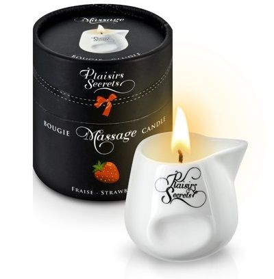 Массажная свеча с ароматом клубники Bougie de Massage Gourmande Fraise - 80 мл. - Plaisir Secret - купить с доставкой в Люберцах
