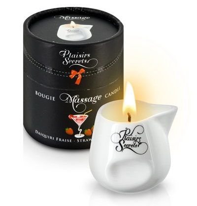 Массажная свеча с ароматом клубничного дайкири Bougie de Massage Daikiri Fraise - 80 мл. - Plaisir Secret - купить с доставкой в Люберцах
