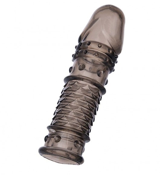 Дымчатая закрытая насадка ToyFa XLover с чешуйками и пупырышками - 13,5 см. - ToyFa - в Люберцах купить с доставкой