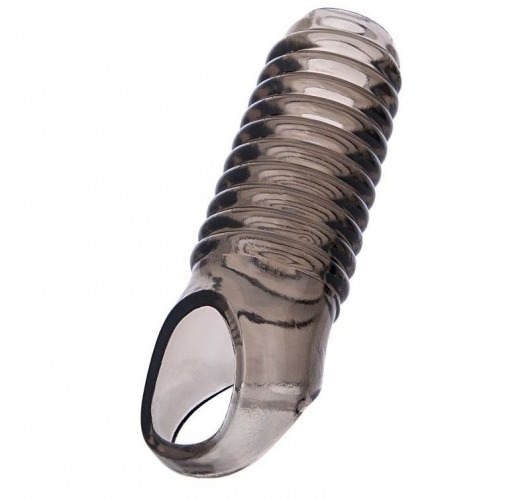Дымчатая насадка с рёбрышками и подхватом мошонки ToyFa XLover - 12,5 см. - ToyFa - в Люберцах купить с доставкой