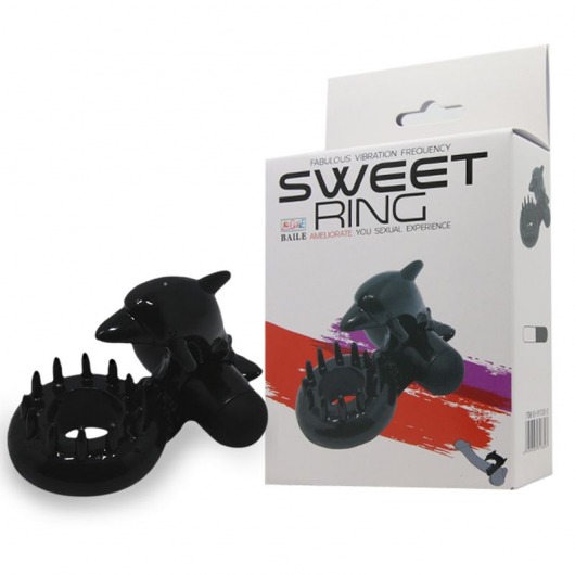 Чёрное эрекционное виброкольцо Sweet Ring с дельфинчиком - Baile - в Люберцах купить с доставкой