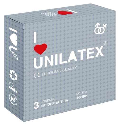 Презервативы с точками Unilatex Dotted - 3 шт. - Unilatex - купить с доставкой в Люберцах