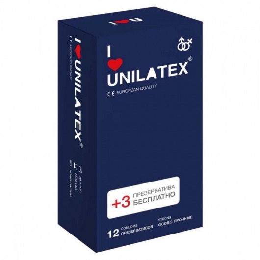 Ультрапрочные презервативы Unilatex Extra Strong - 12 шт. + 3 шт. в подарок - Unilatex - купить с доставкой в Люберцах