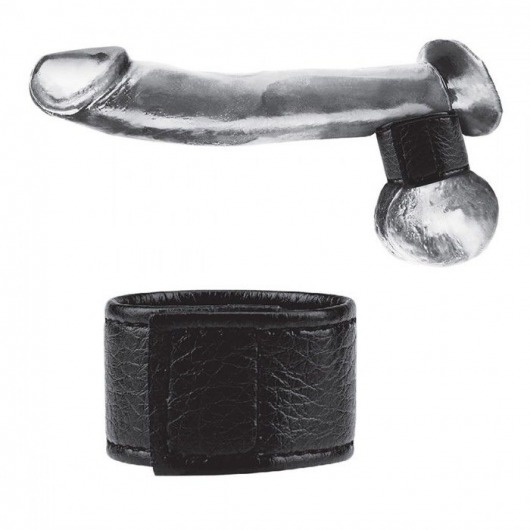 Чёрная утяжка на мошонку 1  Velcro Ball Stretcher - BlueLine - купить с доставкой в Люберцах