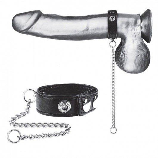 Утяжка на пенис с поводком Snap Cock Ring With 12  Leash - BlueLine - купить с доставкой в Люберцах