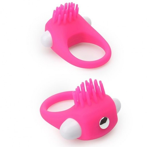 Розовое эрекционное кольцо с щеточкой LIT-UP SILICONE STIMU RING 5 - Dream Toys - в Люберцах купить с доставкой