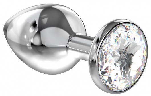 Большая серебристая анальная пробка Diamond Clear Sparkle Large с прозрачным кристаллом - 8 см. - Lola Games - купить с доставкой в Люберцах