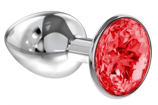 Малая серебристая анальная пробка Diamond Red Sparkle Small с красным кристаллом - 7 см. - Lola Games - купить с доставкой в Люберцах