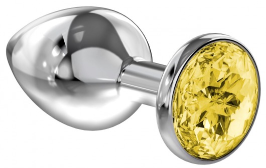 Малая серебристая анальная пробка Diamond Yellow Sparkle Small с жёлтым кристаллом - 7 см. - Lola Games - купить с доставкой в Люберцах