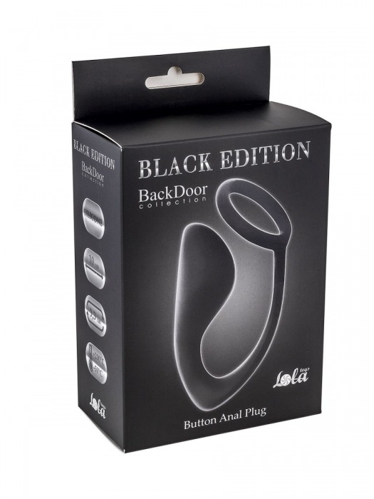 Чёрное эрекционное кольцо с анальной пробкой Button Anal Plug - Lola Games - в Люберцах купить с доставкой