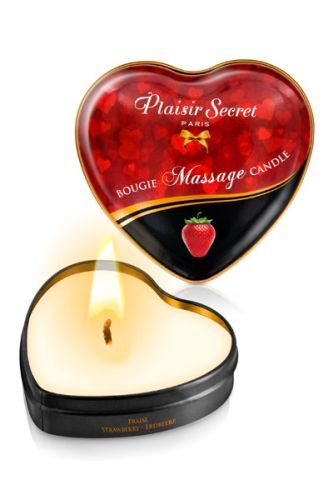 Массажная свеча с ароматом клубники Bougie Massage Candle - 35 мл. - Plaisir Secret - купить с доставкой в Люберцах