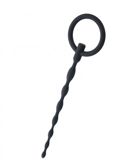 Чёрный уретральный плаг с кольцом - ToyFa - купить с доставкой в Люберцах