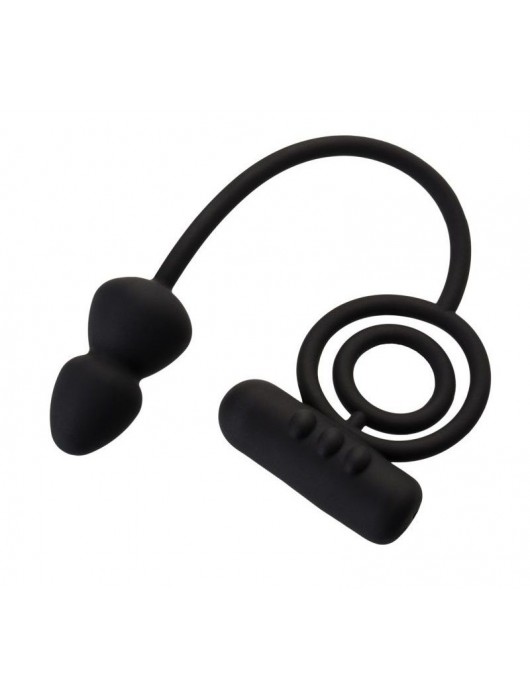 Чёрное эрекционное кольцо с вибропулькой и анальным хвостом - Erotist Adult Toys - в Люберцах купить с доставкой