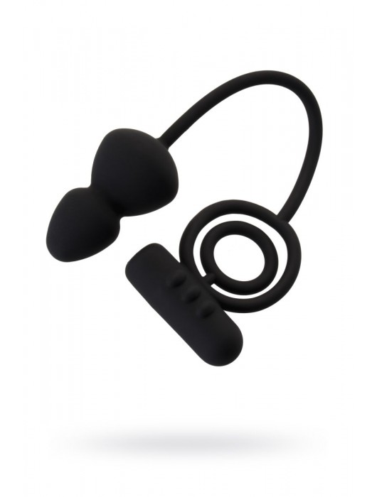 Чёрное эрекционное кольцо с вибростимулятором и анальным хвостом - Erotist Adult Toys - в Люберцах купить с доставкой
