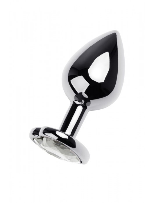 Серебристая анальная пробка с прозрачным кристаллом-сердцем - 8 см. - ToyFa - купить с доставкой в Люберцах