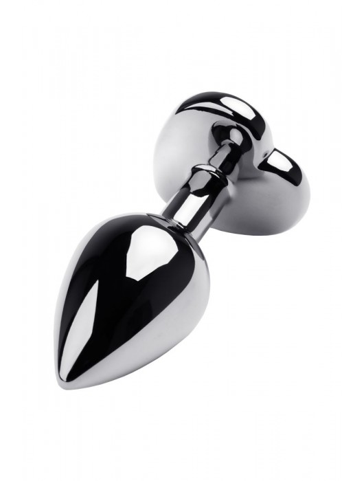 Серебристая анальная пробка с прозрачным кристаллом-сердцем - 8 см. - ToyFa - купить с доставкой в Люберцах