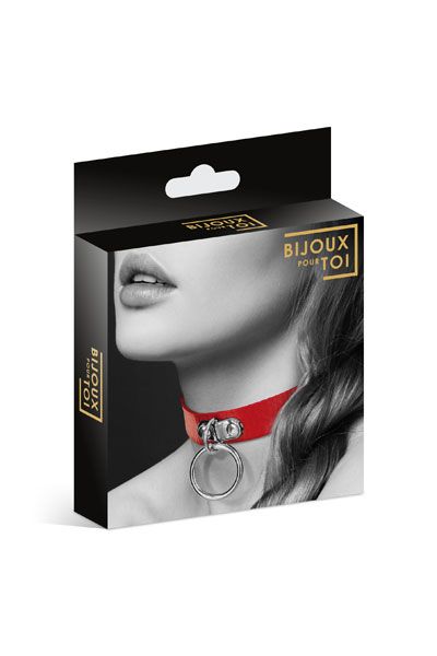 Красный узенький чокер с кольцом - Bijoux Pour Toi - купить с доставкой в Люберцах