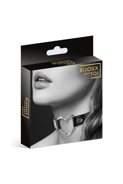 Чёрный чокер с кольцом в форме сердца - Bijoux Pour Toi - купить с доставкой в Люберцах