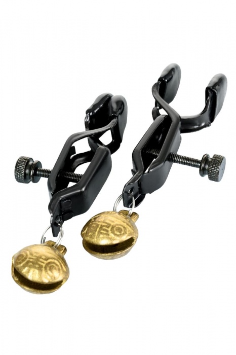 Черно-золотистые зажимы для сосков TOYFA Theatre - ToyFa - купить с доставкой в Люберцах